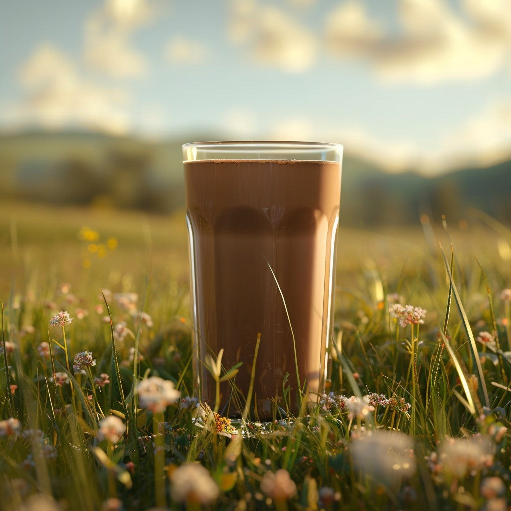 Glass of Chocolate Grass-Fed Collagen Peptides Powder