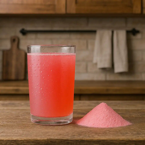 glass of fruit punch energy drink mix - zoba fuel